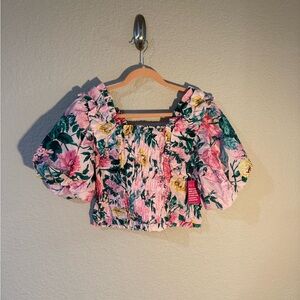 Buddy Love Pink Floral Puff Sleeve Top